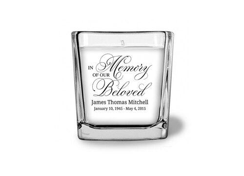 Beloved Personalized Memorial Glass Cube Candle Holder