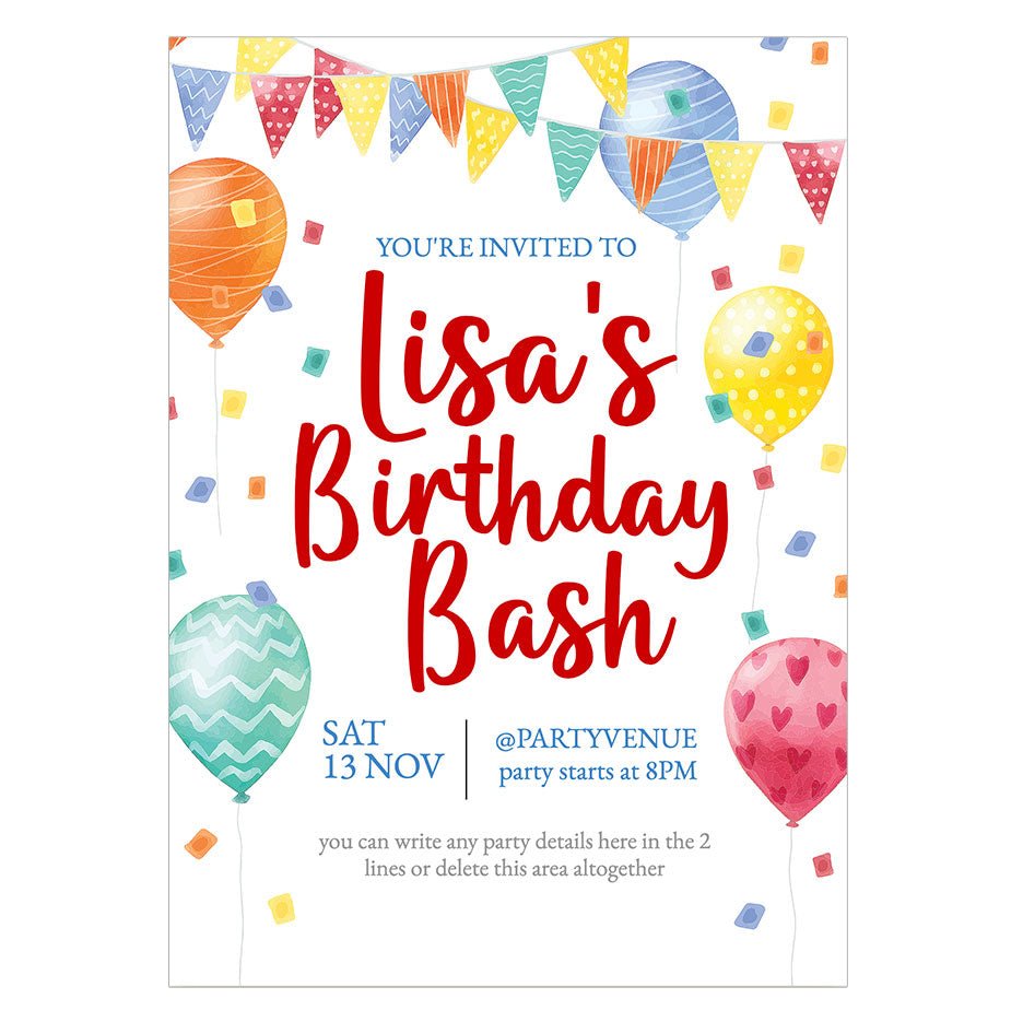 Birthday Bash Invitation Template - Celebrate Prints