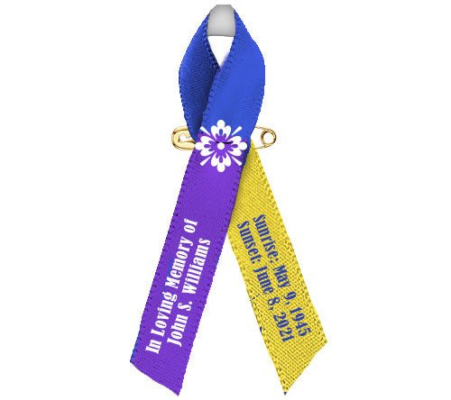 Bladder Cancer Ribbon (Blue, Yellow, Purple) - Pack of 10 - Celebrate Prints