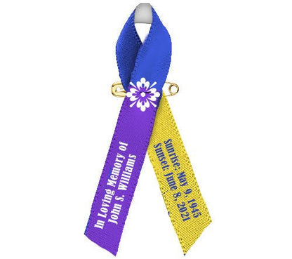 Bladder Cancer Ribbon (Blue, Yellow, Purple) - Pack of 10 - Celebrate Prints