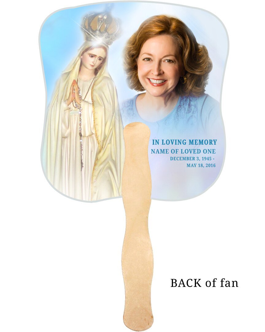 Blessed Memorial Fan With Wooden Handle (Pack of 10) - Celebrate Prints