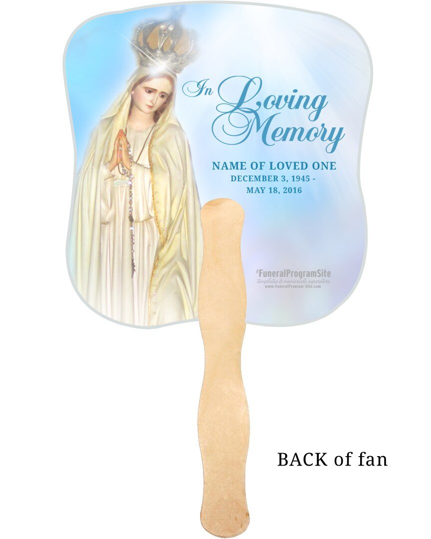 Blessed Memorial Fan With Wooden Handle (Pack of 10) - Celebrate Prints