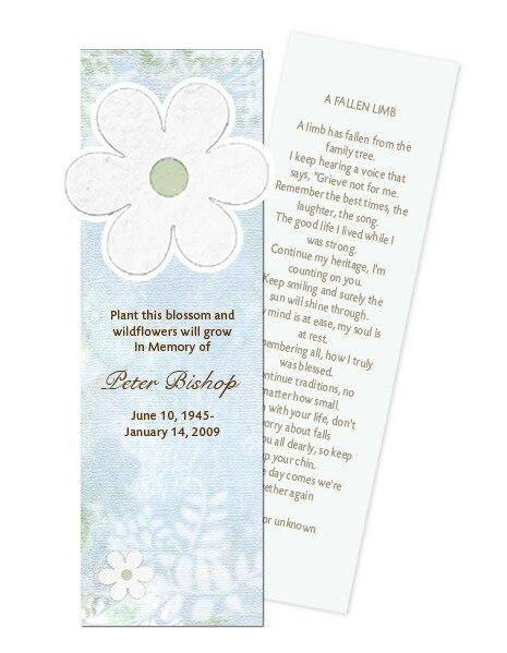 Blossom Plantable Memorial Bookmark (Pack of 12) - Celebrate Prints