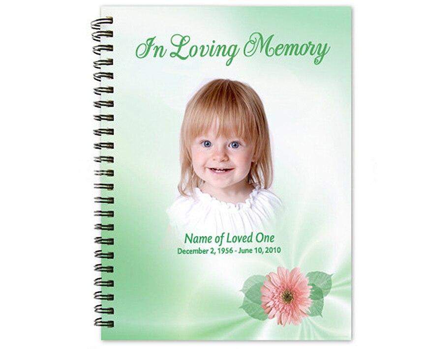 Blossom Spiral Wire Bind Memorial Guest Book with photo