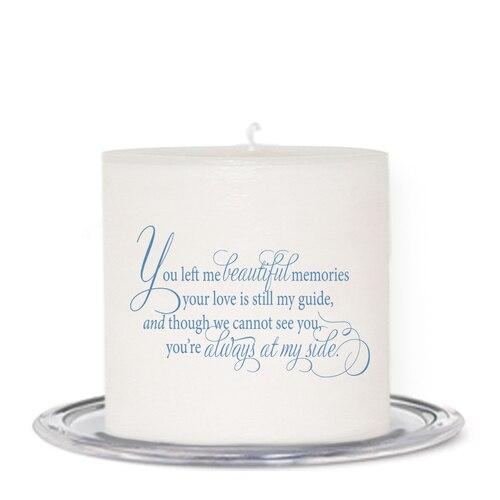 Blue Florals Small Wax Memorial In Loving Memory Candle back