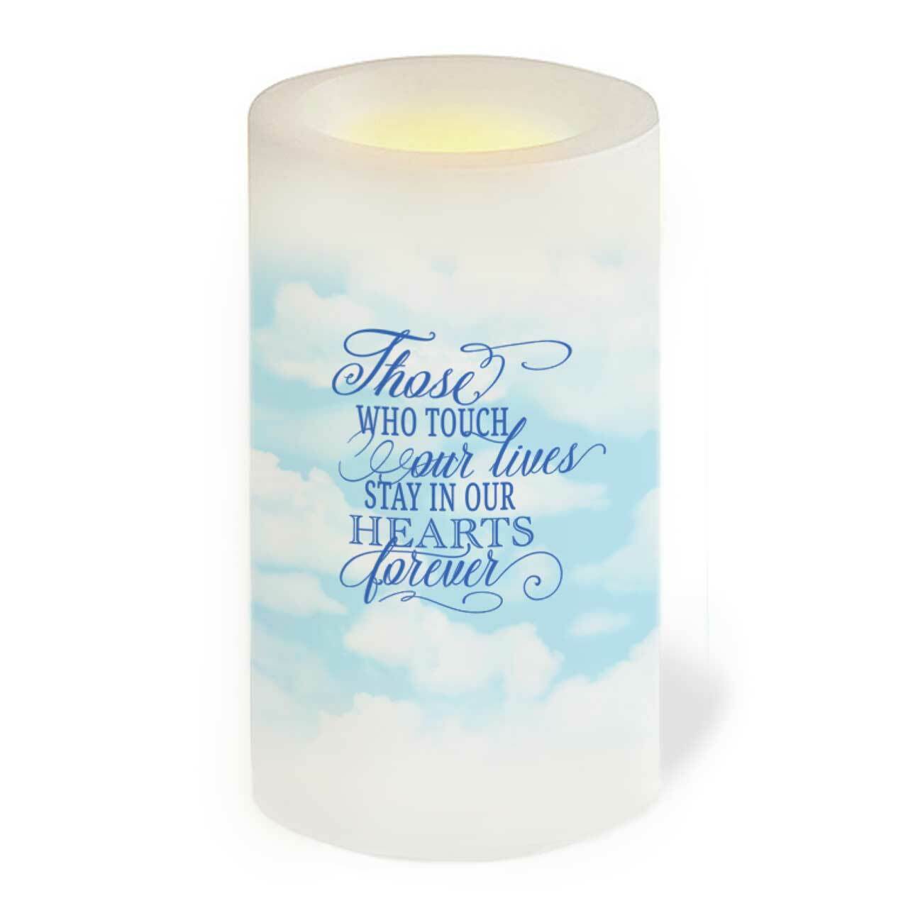 Blue Skies Flameless LED Memorial Candle back view