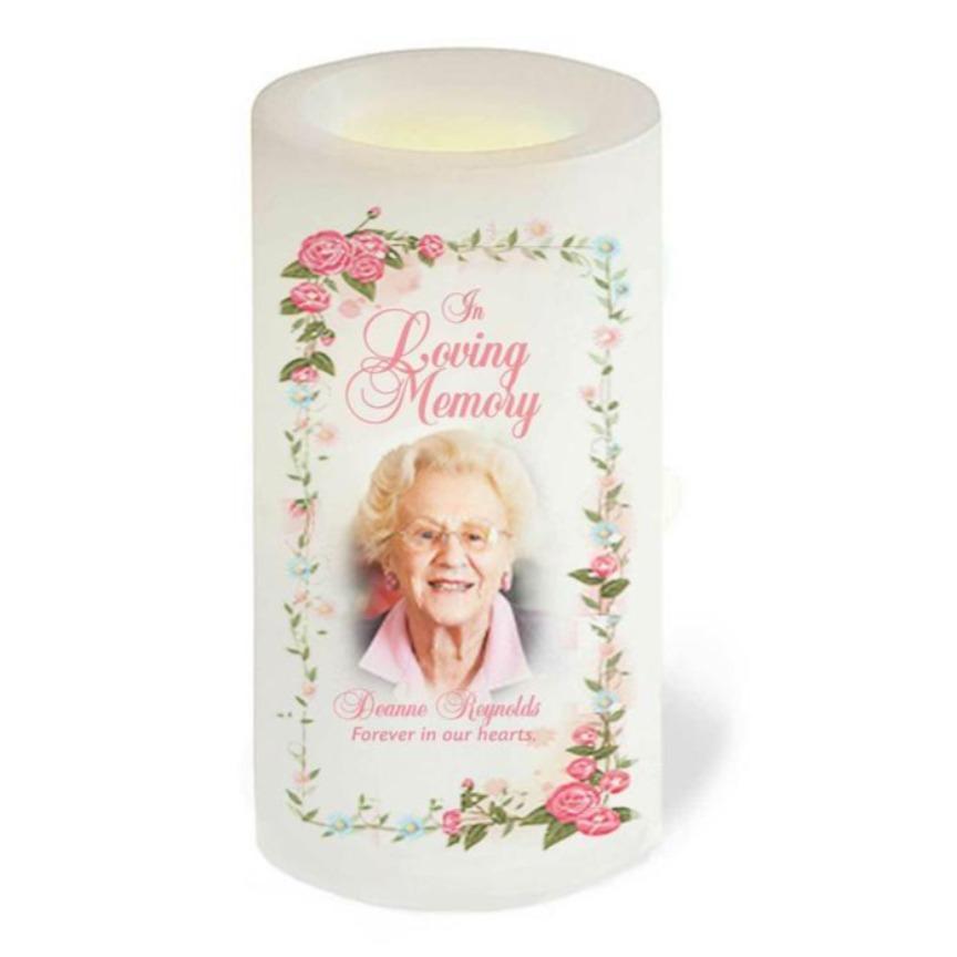 Blush Personalized Flameless LED Memorial Candle - Celebrate Prints