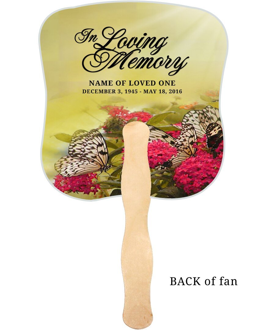 Bouquet Cardstock Memorial Church Fans With Wooden Handle no photo