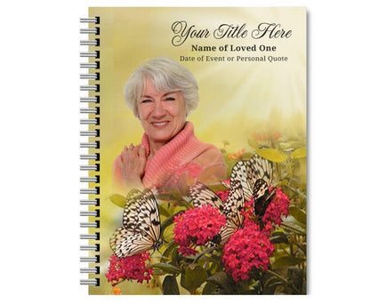 Bouquet Spiral Wire Bind Memorial Guest Book with photo