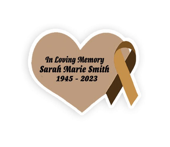 Brown Cancer Ribbon Heart Pin - Pack of 10 - Celebrate Prints