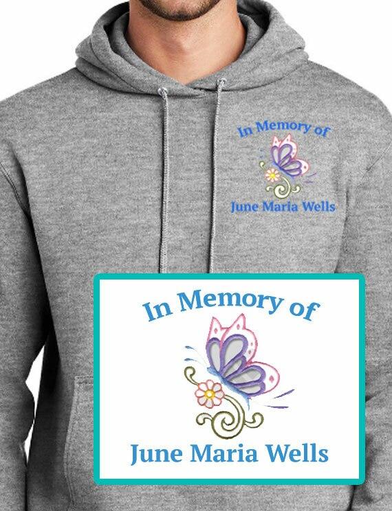 Butterfly Embroidery Fleece Hooded Memorial Sweatshirt (Ladies-Men) - Celebrate Prints