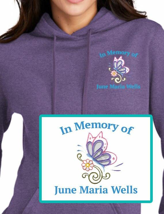 Butterfly Embroidery Fleece Hooded Memorial Sweatshirt (Ladies-Men) - Celebrate Prints