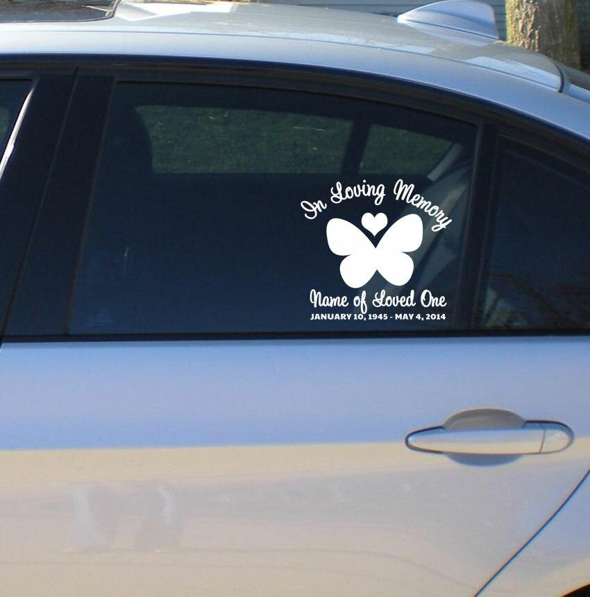 Butterfly In Memory Car Decals side view