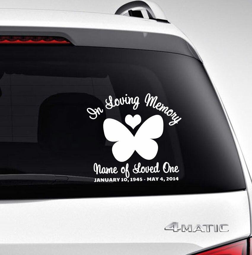 Butterfly In Memory Car Decals back view