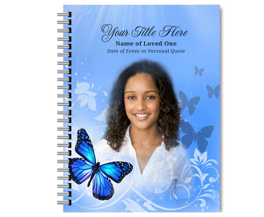 Butterfly Spiral Wire Bind Memorial Guest Book with photo