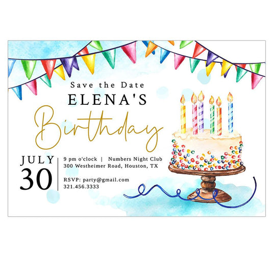 Cake Birthday Invitation Template - Celebrate Prints