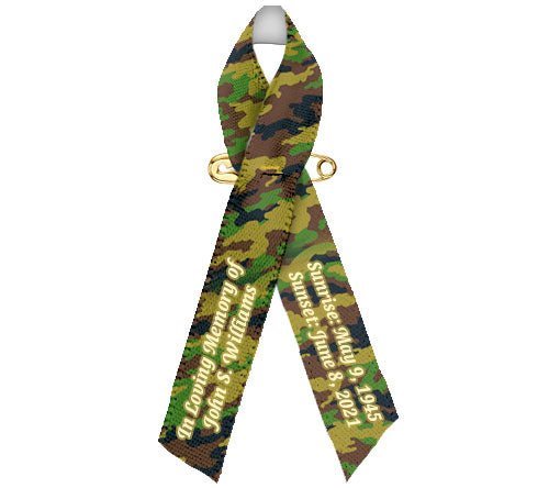 Camouflage Awareness Ribbon Memorial Personalized - Pack of 10 - Celebrate Prints
