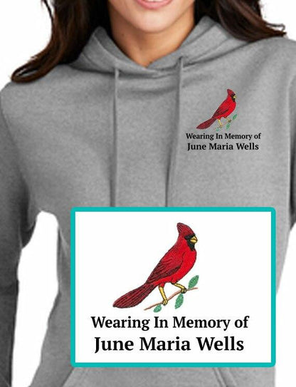 Cardinal Embroidery Fleece Hooded Memorial Sweatshirt (Ladies-Men) - Celebrate Prints