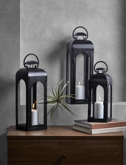 Cardinals Appear Black Memorial Lantern With Wax Candle - Celebrate Prints