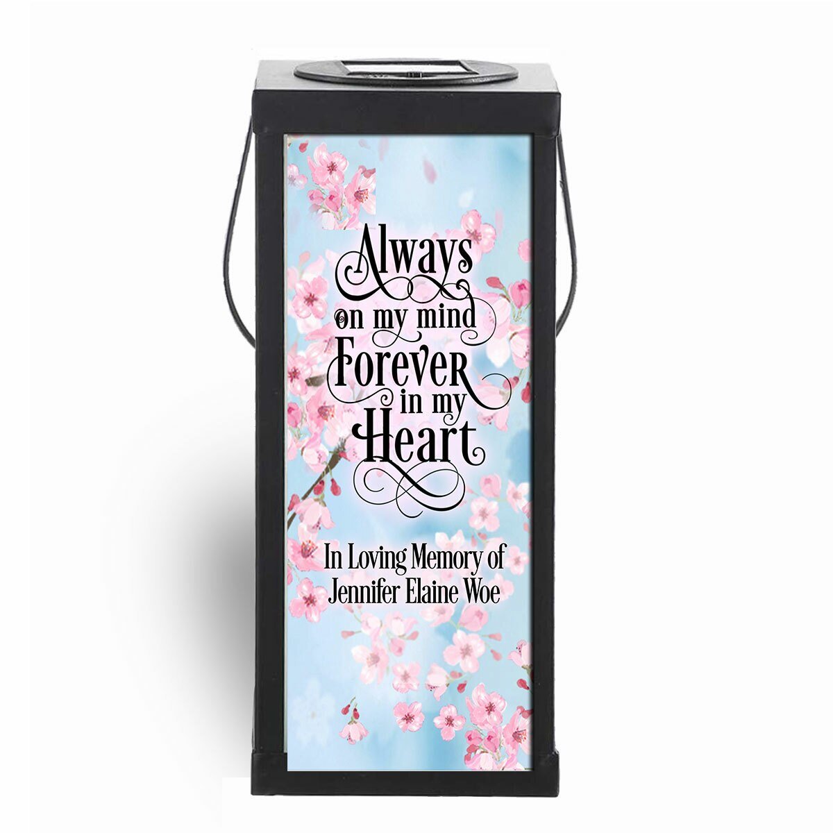 Cherry Blossoms Solar Powered Memorial Lantern front view