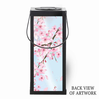 Cherry Blossoms Solar Powered Memorial Lantern back view