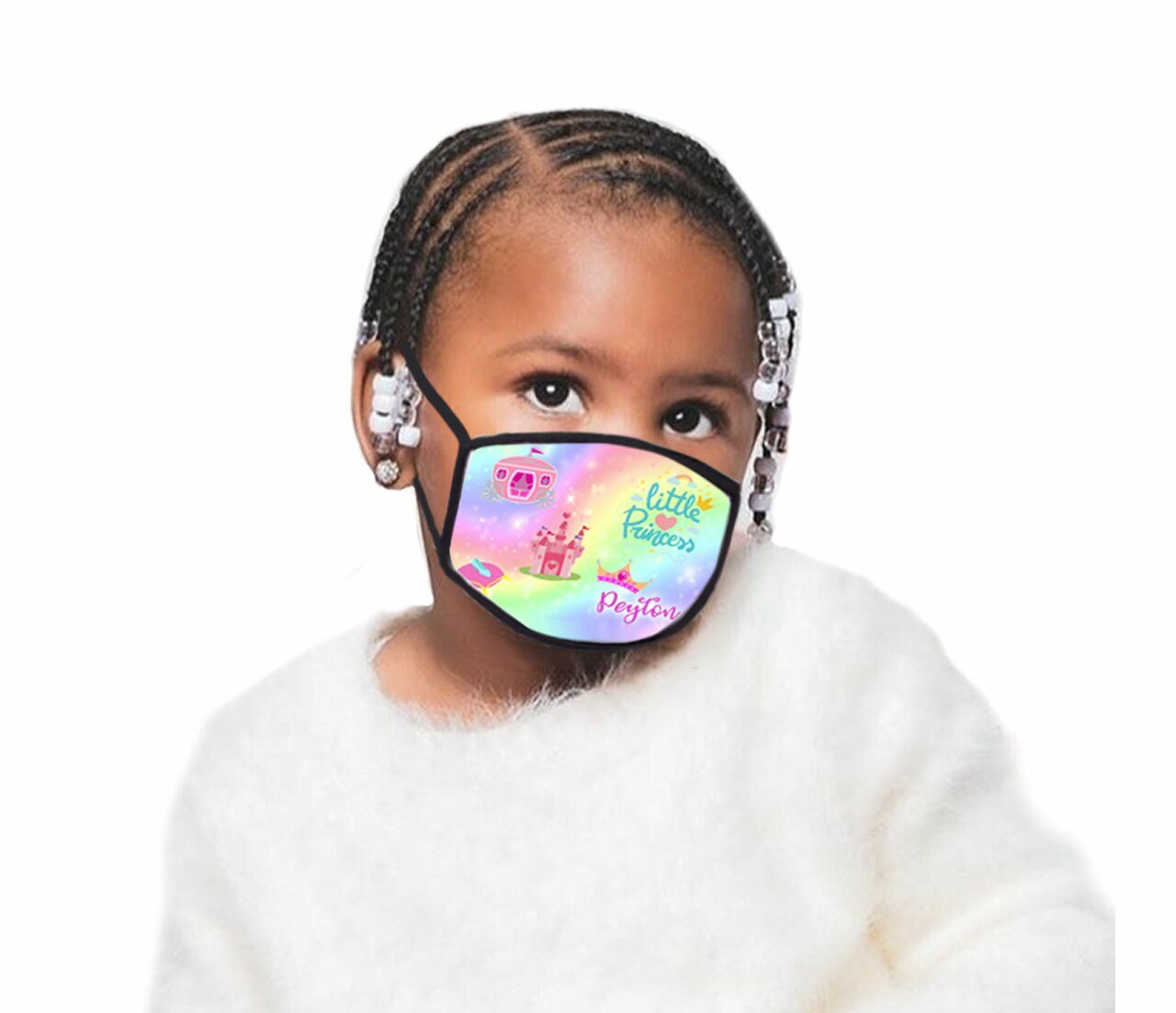 Children's Kids Face Mask Personalized Princess Design sample model
