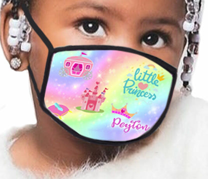 Children's Kids Face Mask Personalized Princess Design sample model closeup