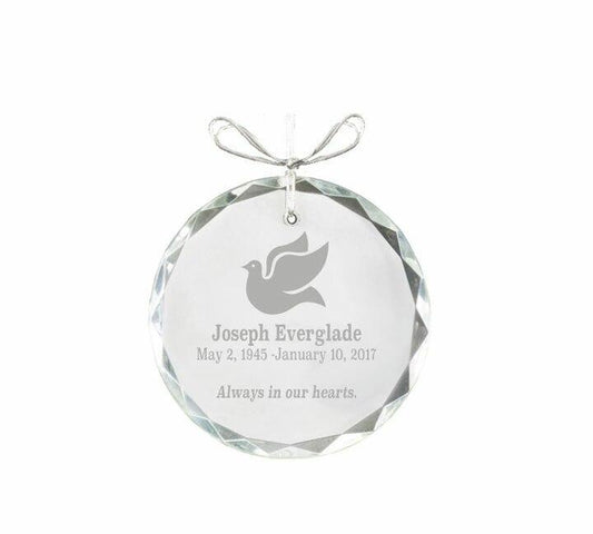 Circular Bevel Edge Crystal Christmas Ornament