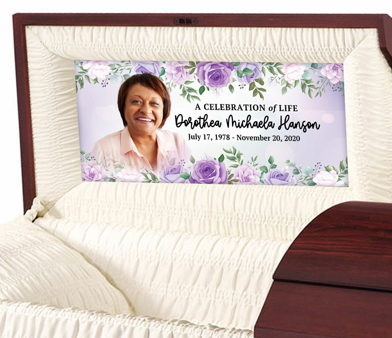 Custom Casket Panel Insert - Floral Border Design - Celebrate Prints
