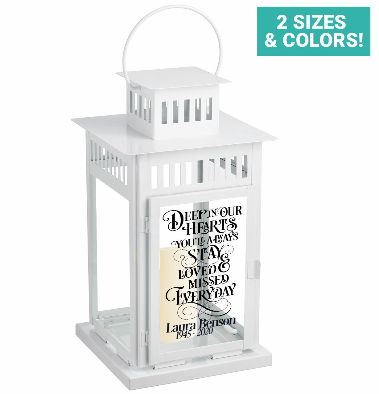 Deep In Our Hearts Memorial Lantern With LED Candle - Celebrate Prints