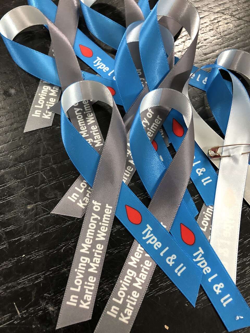 Diabetes Awareness Ribbon Personalized (Blue/Gray) Pack of 10 - Celebrate Prints