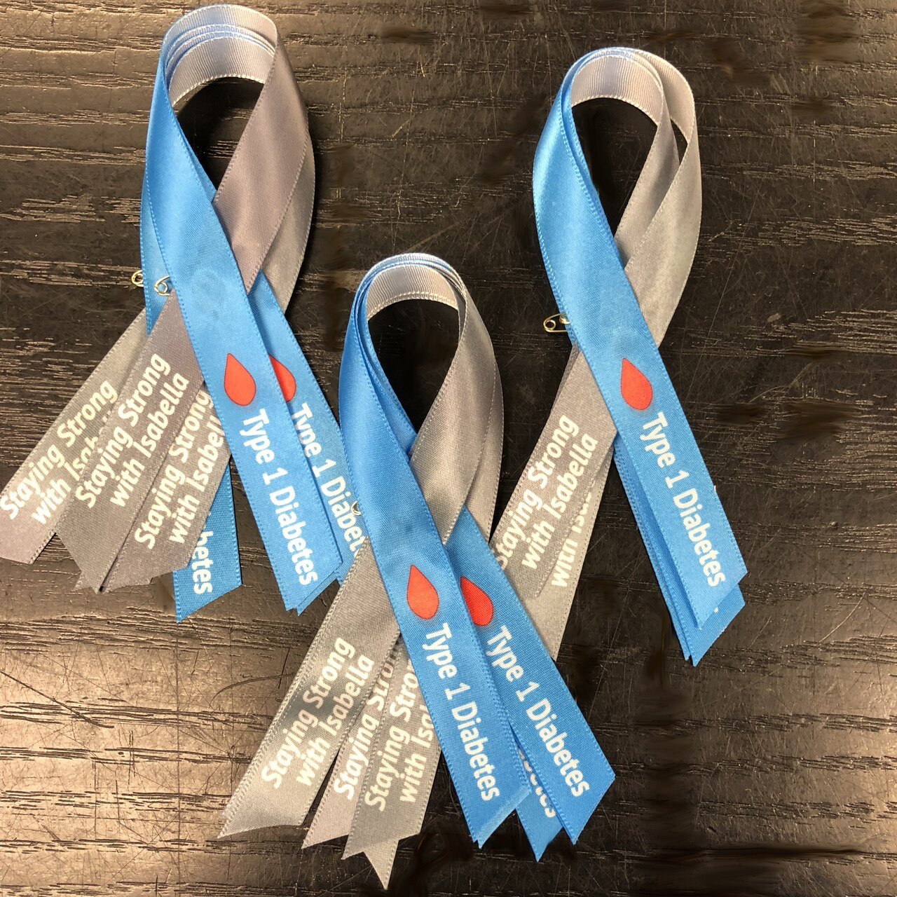 Diabetes Awareness Ribbon Personalized (Blue/Gray) Pack of 10 - Celebrate Prints