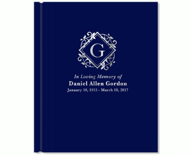 Diamond Foil Stamped Portrait Funeral Guest Book - Celebrate Prints