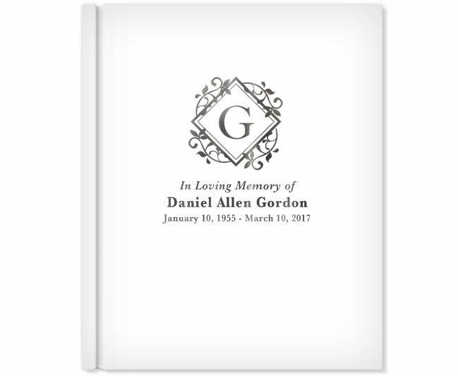 Diamond Foil Stamped Portrait Funeral Guest Book - Celebrate Prints