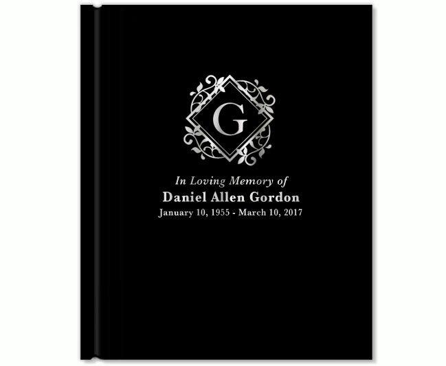 Diamond Foil Stamped Portrait Funeral Guest Book - Celebrate Prints