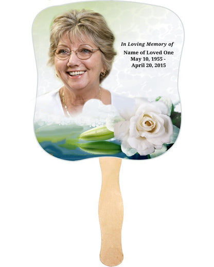 Divine Memorial Fan With Wooden Handle (Pack of 10) - Celebrate Prints