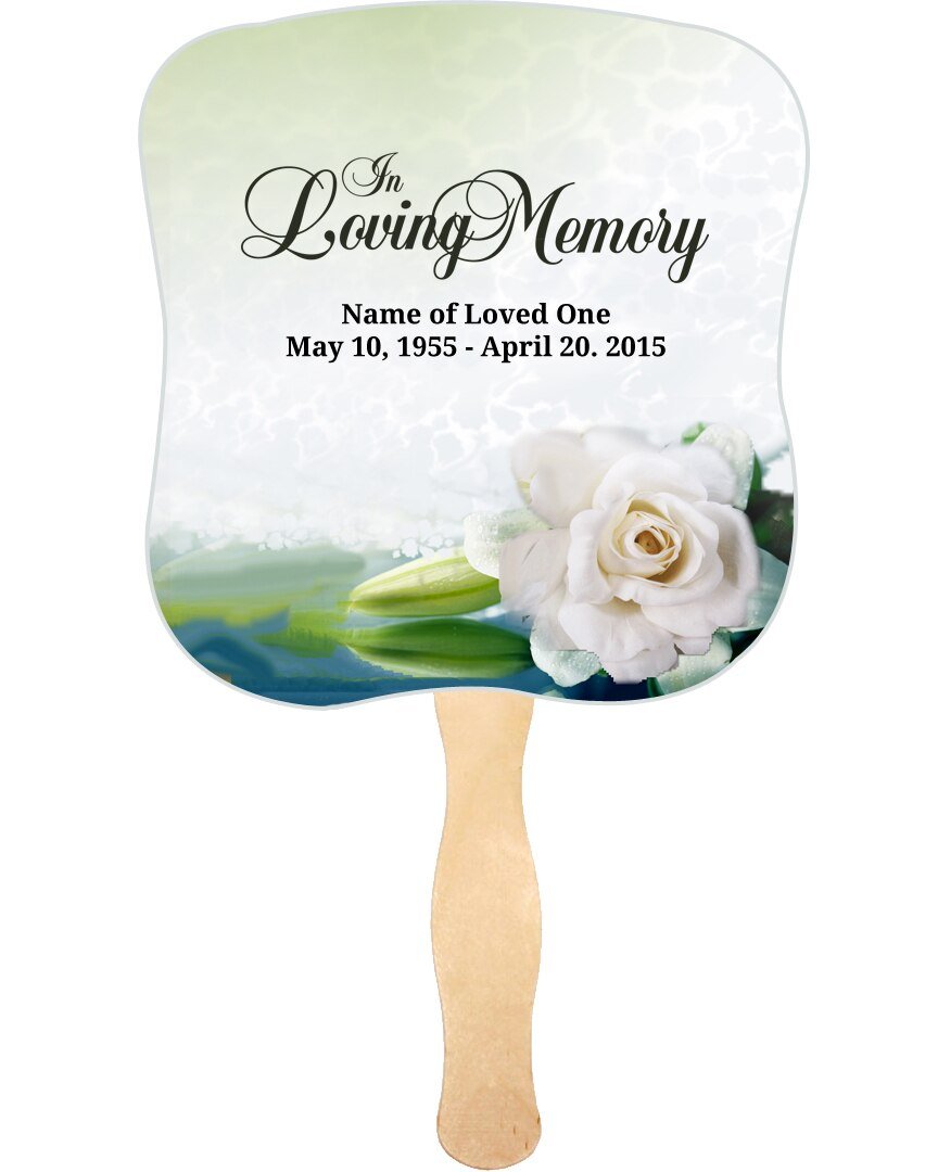 Divine Memorial Fan With Wooden Handle (Pack of 10) - Celebrate Prints