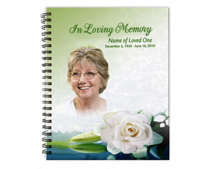 Divine Spiral Wire Bind Memorial Funeral Guest Book - Celebrate Prints