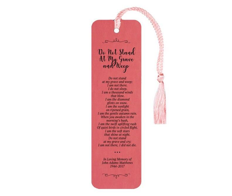 Do Not Stand At My Grave And Weep Leatherette Memorial Scripture Bookmark - Celebrate Prints