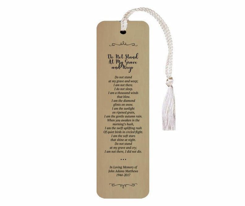 Do Not Stand At My Grave And Weep Leatherette Memorial Scripture Bookmark - Celebrate Prints