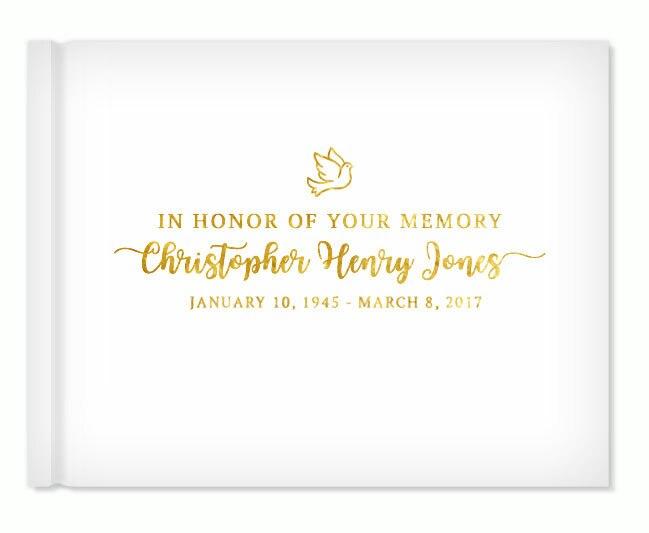 Dove Peace Foil Stamped Landscape Funeral Guest Book - Celebrate Prints