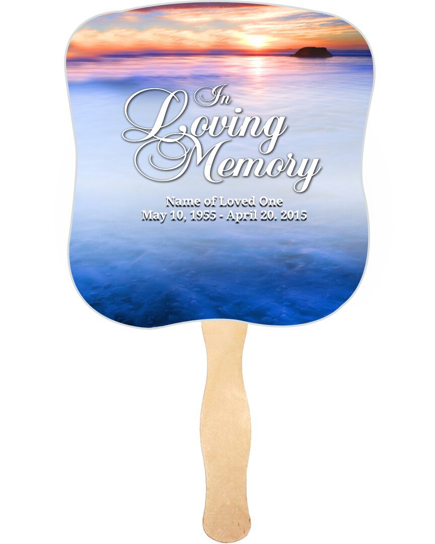 Dusk Memorial Fan With Wooden Handle (Pack of 10) - Celebrate Prints