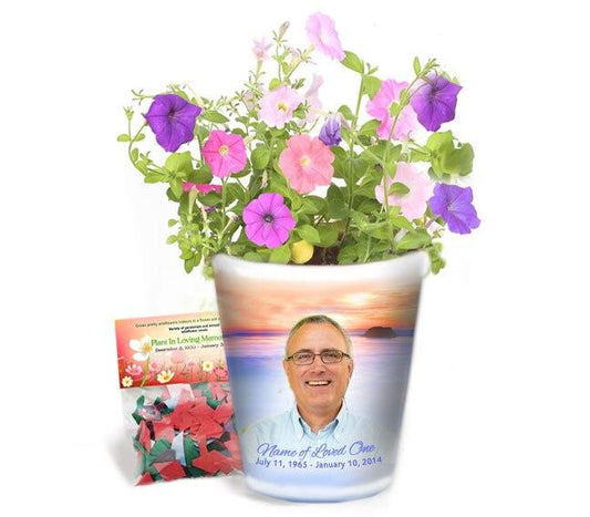 Dusk Personalized Memorial Ceramic Flower Pot - Celebrate Prints