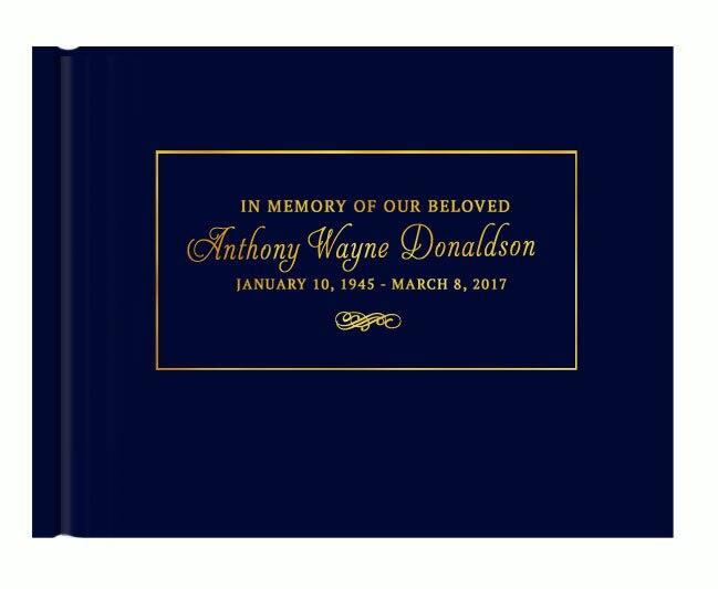 Elegantly Framed Foil Stamped Landscape Funeral Guest Book - Celebrate Prints