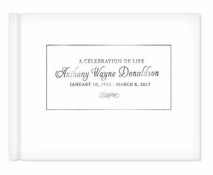 Elegantly Framed Foil Stamped Landscape Funeral Guest Book - Celebrate Prints
