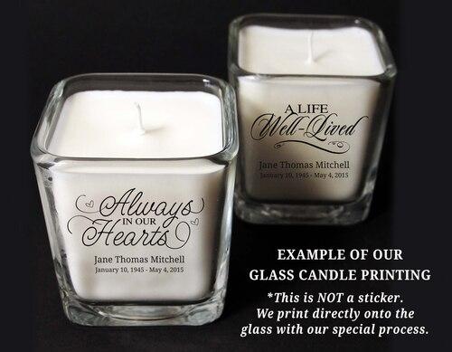 Entered Into His Gates Glass Cube Memorial Candle - Celebrate Prints