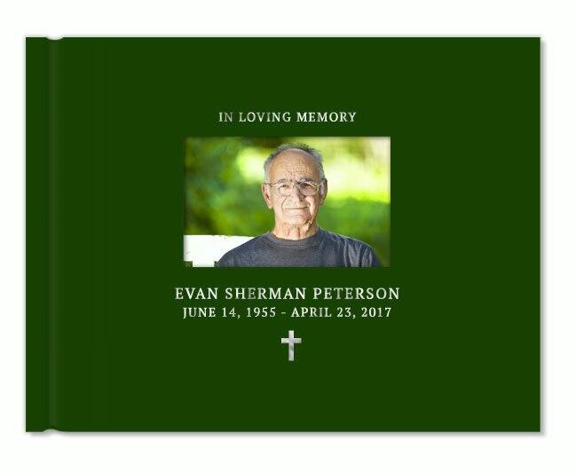 Faith Cross Foil Stamped Landscape Funeral Guest Book - Celebrate Prints