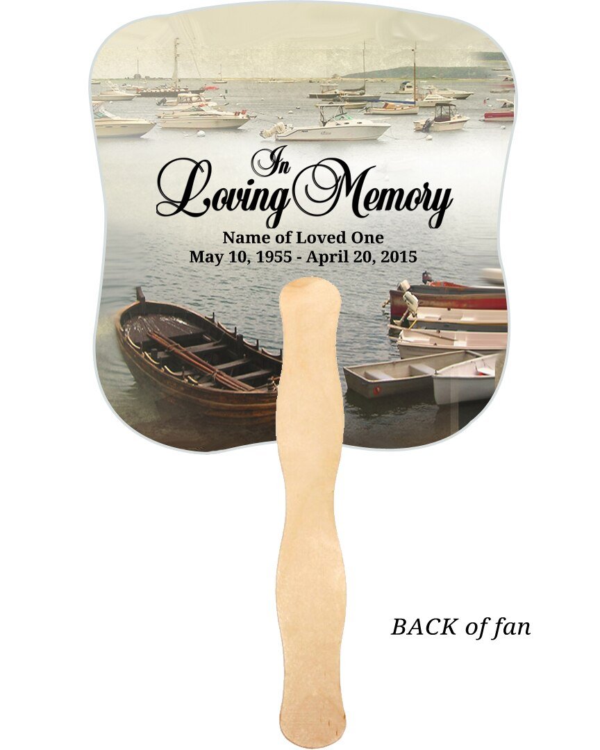 Fishing Memorial Fan With Wooden Handle (Pack of 10) - Celebrate Prints