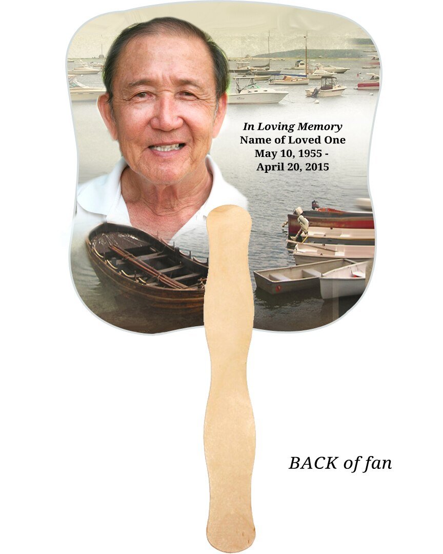 Fishing Memorial Fan With Wooden Handle (Pack of 10) - Celebrate Prints