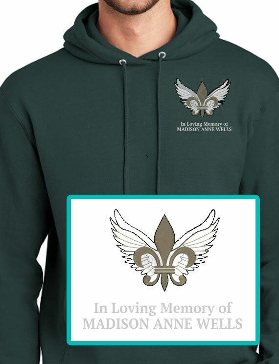 Fleur Di Lis Embroidery Fleece Hooded Memorial Sweatshirt (Ladies-Men) - Celebrate Prints